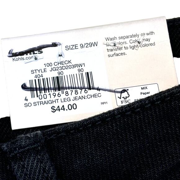 Sonoma Goods for Life Black Checker High Rise Straight Jeans Size 9/29W - Picture 6 of 12